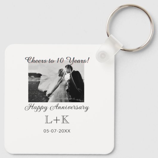 Cheers to 10 Years happy anniversary add photo dat Schlüsselanhänger (Rückseite)