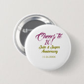 Cheers to 10th wedding anniversary mauve golden na button (Vorne & Hinten)
