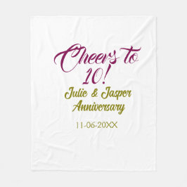 Cheers to 10th wedding anniversary mauve golden na fleecedecke