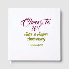 Cheers to 10th wedding anniversary mauve golden na gästebuch