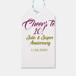 Cheers to 10th wedding anniversary mauve golden na geschenkanhänger