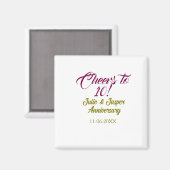 Cheers to 10th wedding anniversary mauve golden na magnet (Vorderseite/Rückseite)