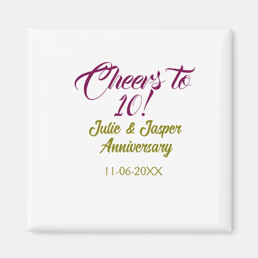 Cheers to 10th wedding anniversary mauve golden na magnet (Vorne)