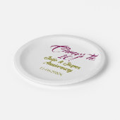 Cheers to 10th wedding anniversary mauve golden na pappteller (Schrägansicht)