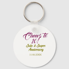 Cheers to 10th wedding anniversary mauve golden na schlüsselanhänger