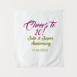 Cheers to 10th wedding anniversary mauve golden na wandteppich