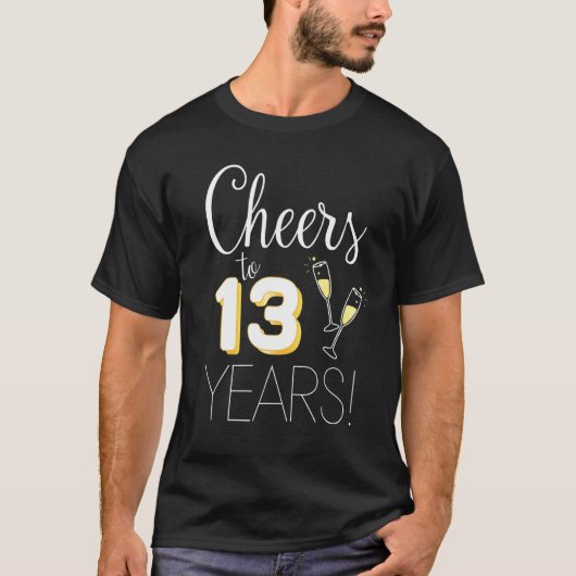 Cheers to 13 Years Verheirateten Couple Champagne T-Shirt (Vorderseite)