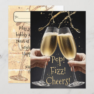 Cheers to 2025 - Champagner Golden Bubbles Feiertagskarte