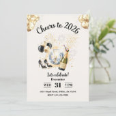 Cheers to 2026 New Year’s Eve Party Einladung (Stehend Vorderseite)