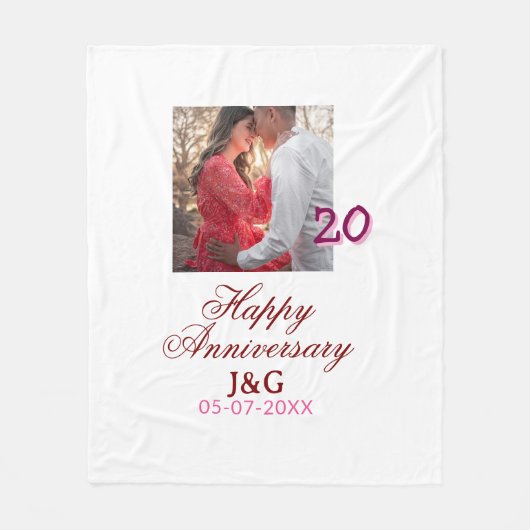 Cheers to 20 Years happy anniversary add photo dat Fleecedecke (Vorderseite)