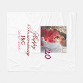 Cheers to 20 Years happy anniversary add photo dat Fleecedecke (Vorderseite (Horizontal))