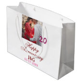 Cheers to 20 Years happy anniversary add photo dat Große Geschenktüte (Rückseite Schrägansicht)