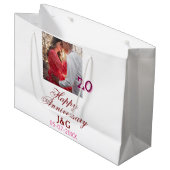 Cheers to 20 Years happy anniversary add photo dat Große Geschenktüte (Vorderseite Schrägansicht)