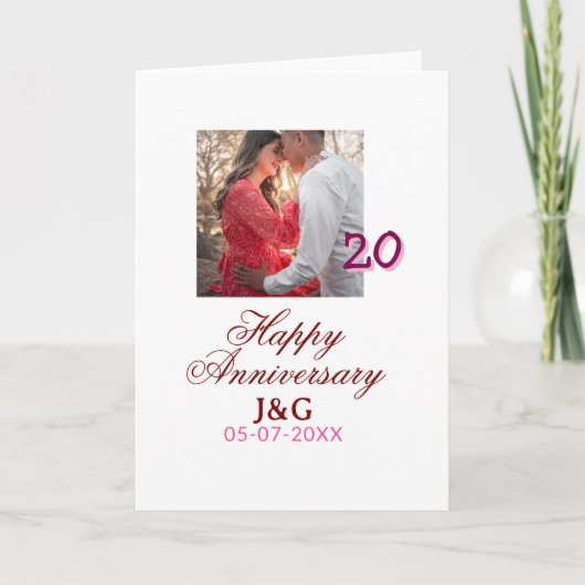 Cheers to 20 Years happy anniversary add photo dat Karte (Vorderseite)