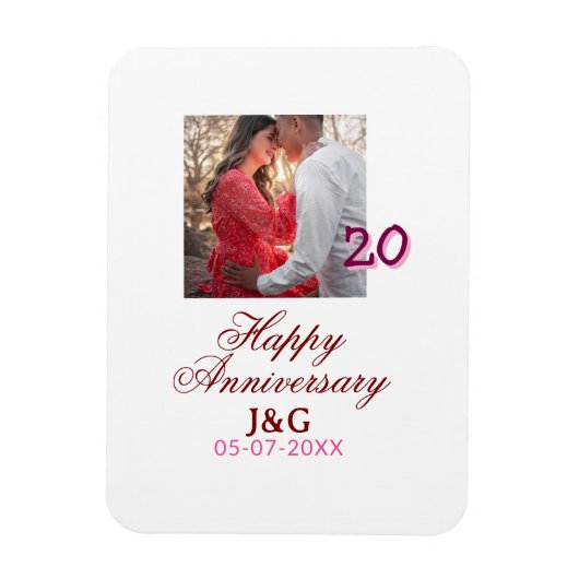 Cheers to 20 Years happy anniversary add photo dat Magnet (Vertikal)