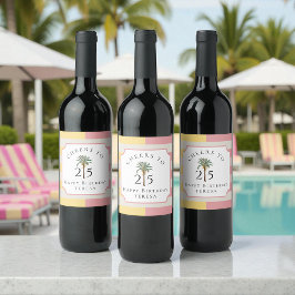 Cheers to 25 Palm Beach Tropical Birthday Weinetikett