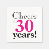 Cheers to 30 Jahre Retro Schriftart Hot-Rosa Spaß Serviette (Vorderseite)