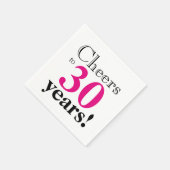 Cheers to 30 Jahre Retro Schriftart Hot-Rosa Spaß Serviette (Ecke)