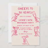 Cheers to 30 Years Beige Cocktail 30th Birthday Einladung (Vorderseite)