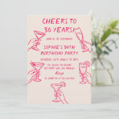 Cheers to 30 Years Beige Cocktail 30th Birthday Einladung (Stehend Vorderseite)