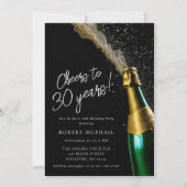 Cheers to 30 Years Champagne Flasche Geburtstag Einladung (Vorderseite)