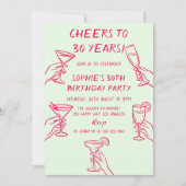 Cheers to 30 Years Green Cocktail 30th Birthday Einladung (Vorderseite)