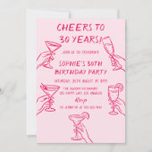 Cheers to 30 Years Pink Cocktail 30th Birthday  Einladung (Vorderseite)