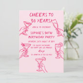 Cheers to 30 Years Pink Cocktail 30th Birthday  Einladung (Stehend Vorderseite)