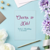 Cheers to 30th birthday name date mauve blue elega acryleinladungen (In Situ (Hochzeit))
