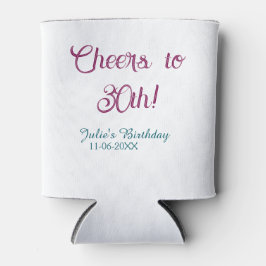 Cheers to 30th birthday name date mauve blue elega dosenkühler