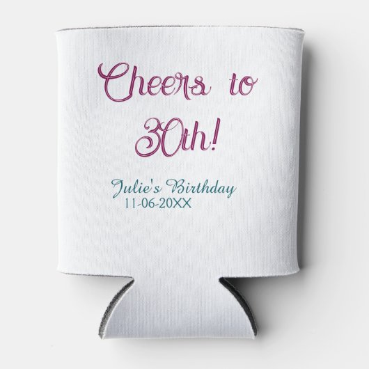 Cheers to 30th birthday name date mauve blue elega dosenkühler (Vorderseite)