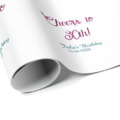 Cheers to 30th birthday name date mauve blue elega geschenkpapier (Rolleneckpunkt)