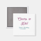Cheers to 30th birthday name date mauve blue elega magnet (Vorderseite/Rückseite)