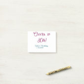 Cheers to 30th birthday name date mauve blue elega post-it klebezettel (Auf Schreibtisch)