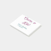 Cheers to 30th birthday name date mauve blue elega post-it klebezettel (angewinkelt)