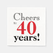 Cheers to 40 Jahre Retro Kirsche rot schwarz Grafi Serviette (Vorderseite)