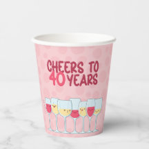 Cheers to 40 Jahre Wein Thema Kawaii Stil