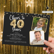 Cheers to 40 Years2 Fotos Script Balloon Confetti