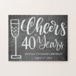 Cheers to 40 years chalkboard birthday keepsake puzzle<br><div class="desc">Modern stylish blackboard trendy cheers to 40 years brushed script milestone / any age men milestone birthday keepsake gift with brushed handwritten typography.            Easy to personalize with age,  name and date!                    Suitable for long distance virtual birthday celebrations.</div>
