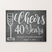 Cheers to 40 years chalkboard birthday keepsake puzzle (Horizontal)