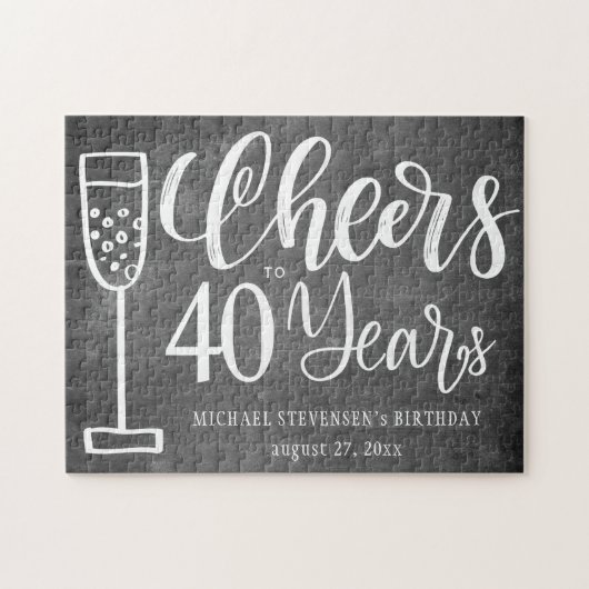Cheers to 40 years chalkboard birthday keepsake puzzle (Horizontal)