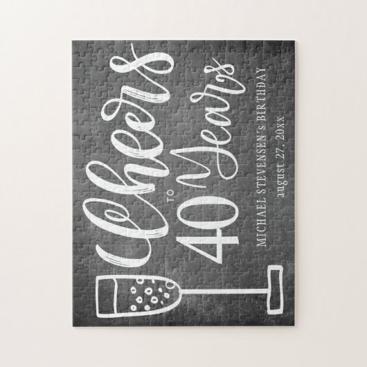 Cheers to 40 years chalkboard birthday keepsake puzzle (Vertikal)