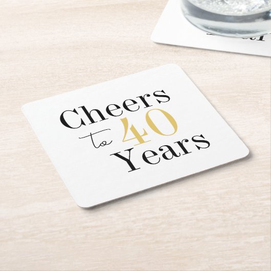 Cheers to 40 Years Minimal Black Gold Party Rechteckiger Pappuntersetzer (angewinkelt)