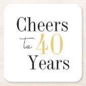 Cheers to 40 Years Minimal Black Gold Party Rechteckiger Pappuntersetzer (Vorderseite)