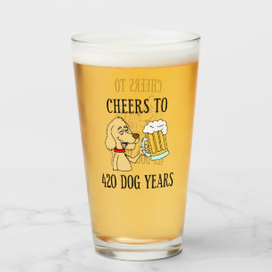 Cheers to 420 Hunde Years 60. Geburtstagsglas Glas