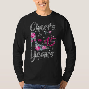 Cheers to 45 Years 45. Geburtstag Weinschuhe Diamo T-Shirt