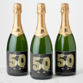 Cheers To 50 Years Black Gold  Schaumweinetikett (Flaschen)