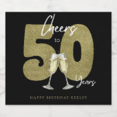 Cheers To 50 Years Black Gold  Schaumweinetikett (Einzelnes Label)