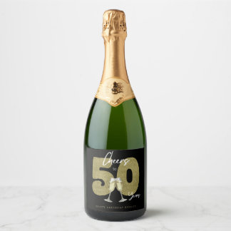 Cheers To 50 Years Black Gold  Schaumweinetikett