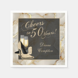 Cheers to 50 Years Champagne Gold Serviette